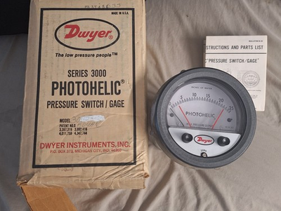 #ad DWYER SERIES 3000 PHOTOHELIC PRESSURE SWITCH GAGE MODEL: 3025 $130.00