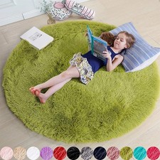 100cm Round Rug Fluffy Soft Area Rugs for Kids Girls Room Princess Cas