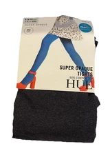 Hue Super Opaque Smooth Non Control Top Tights -   Graphite Heather - Size 3