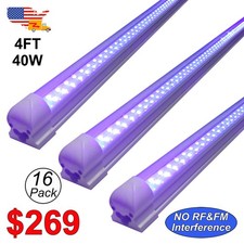16 Pack 4Ft LED UV Black Light Bar 40W, T8 Integrated Led Tube Party Stage D cor