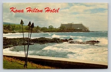 Vintage Kona Hilton Hotel Hawaii Photochrome Postcard by Sandy Colvin
