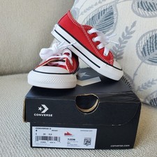 NIB Converse Red Infant Size 4 Low Tops Chuck Taylor All Star 7J236