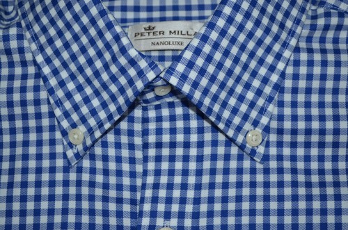Peter Millar Shirt Mens S Blue Check Nanoluxe Button Down Duke University - Picture 4 of 9