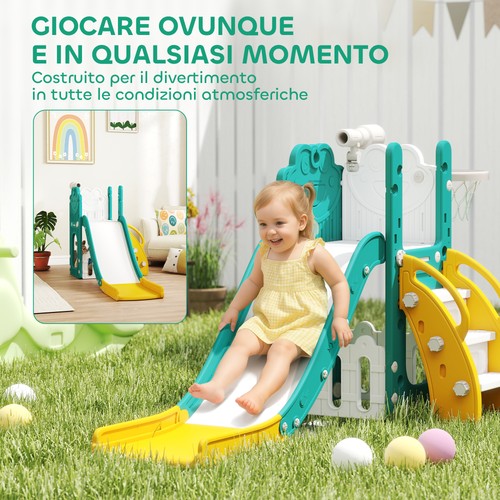 AIYAPLAY Set Scivolo per Bambini con Canestro e Telescopio Età 1-3 Anni Giallo - Foto 9 di 10