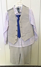 Izod Boy Size5 Gray V Neck Vest,Shirt Pants Cotton-Polyester Outfit/Set Size 5