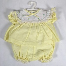 Vtg Baby Girl 6-9 Mos 2pc Yellow/White Floral Dress Outfit New No Tags