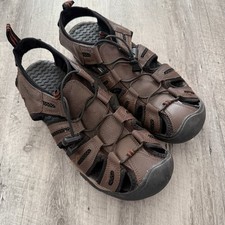 Eddie Bauer Men's Troy Hiking Fishing Sandals Brown Leather Trail Shoes Size 11