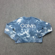 Calvin Klein Performance Sweatshirt Womens M Blue Tie Dye Cropped Pullover Logo