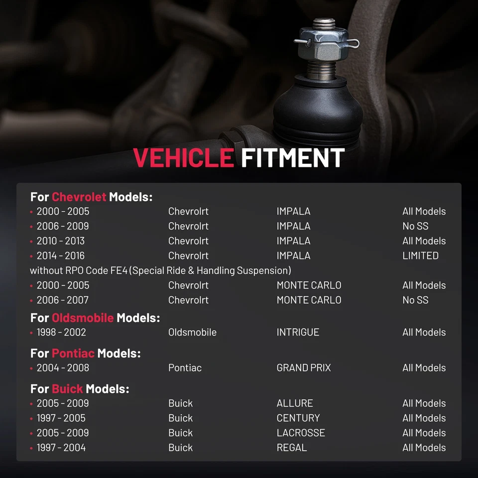 Front Outer Tie Rod Ends for 2000-13 Chevy Impala Buick Allure Intrigue Pontiac — 第 2/4 张图片