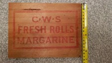 CWS  Fresh Rolls Margarine wooden box plate with red markings