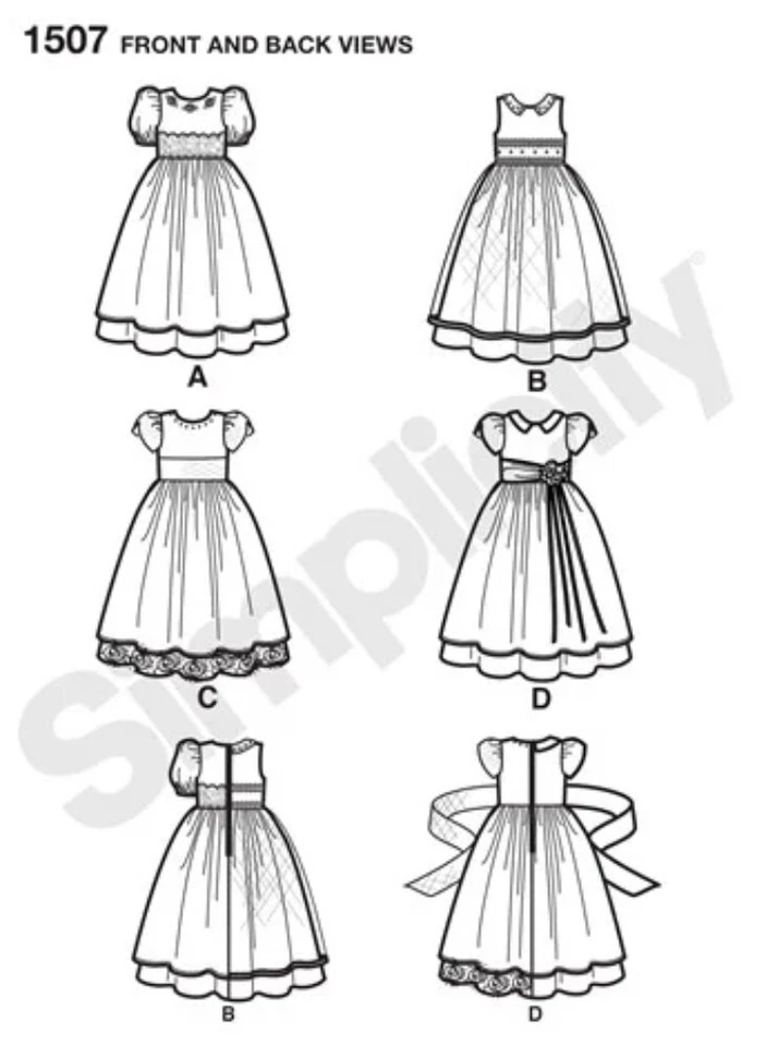 SEWING PATTERN Girls Dress Flower Girl Party Easter Formal First Communion 1507 - Image 2 of 3
