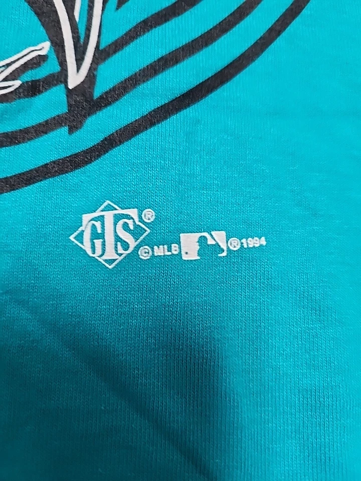 Camiseta MLB Florida Marlins 1994 Vintage Gráfica Verde Azulado Hecha en EE. UU. Mediana Rara Foto 3 de 4