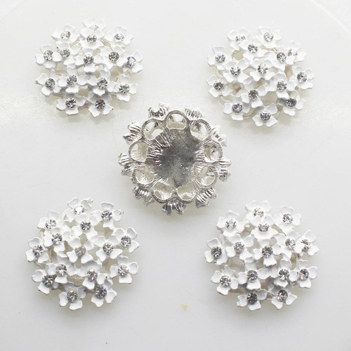 Botones enchapados en metal con flores de respaldo plano costura ropa de boda manualidades botón 10 un. - Imagen 6 de 8