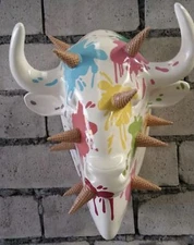 Ice Cream Buffalo Bison Head Pop Art Life Size Resin Wall Decor Statue Display