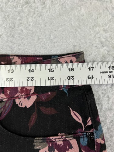 Bandolino Pants Womens 10 Black Pink Floral Amy Straight Leg High Rise Cotton - Picture 13 of 16