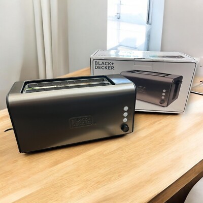 Black+Decker ES9600080B BXTO1500E Toaster, 1500, Edelstahl, Grau, 2 Langschlitz