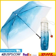 Tabi suru Kissa x Wpc. Folding Vinyl Umbrella Blue Cream Soda Design NEW