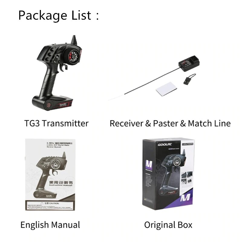 GoolRC TG3 2.4GHz 3CH RC Remote Controller Transmitter with Receiver for RC Car