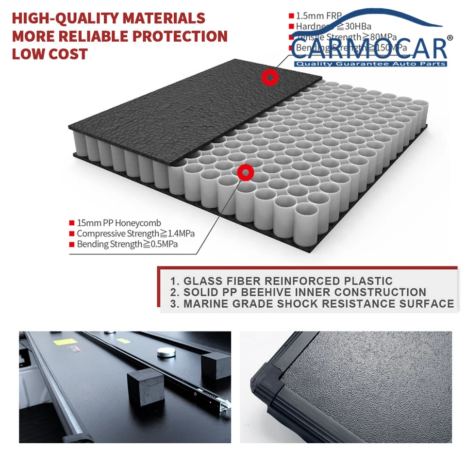 Tonneau Cover For 2007-2021 Toyota Tundra 5.5FT Short Bed Hard Tri-Fold Truck - Image 4 of 4