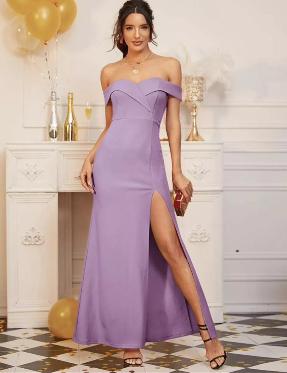 Off shoulder top split dress