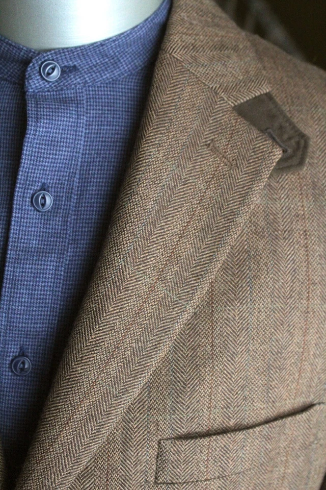 herringbone Alan Flusser езды ягненка шерсти твидовый блейзер куртка спортивное пальто 44 R - Изображение 2 из 4