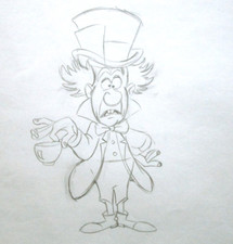 ALICE WONDERLAND MAD HATTER 1980s WALT DISNEY ORIGINAL PRODUCTION cel DRAWING