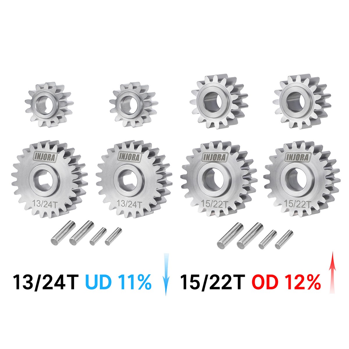 INJORA Stainless Steel Portal Gears for 1/18 RC Crawler