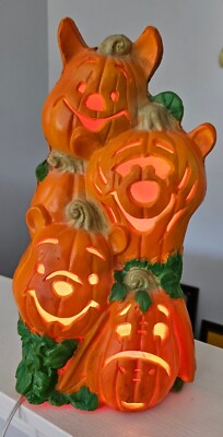 Vtg Trendmasters 1995 Winnie The Pooh Foam Light Up Jack O Lantern Pumpkin Totem