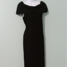 C-98 NWT Pink Blush Dress Size Medium Black Sleeveless Cowl Neck Ties in Back