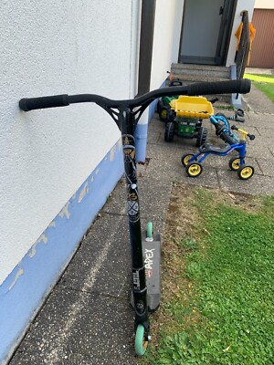 stunt scooter, apex deck, apex fork, tilt clamp, river wheels, reaper bar