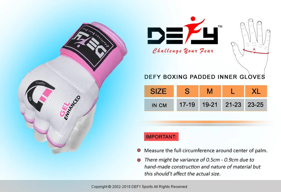 DEFY™ Gel Padded Inner Gloves with Hand Wraps MMA Muay Thai Boxing Fight PAIR  - Image 4 of 4