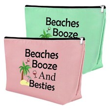 2Pcs Beach Gifts for Women Makeup Bag Beach Lover Gifts Funny Vacation Gift C...