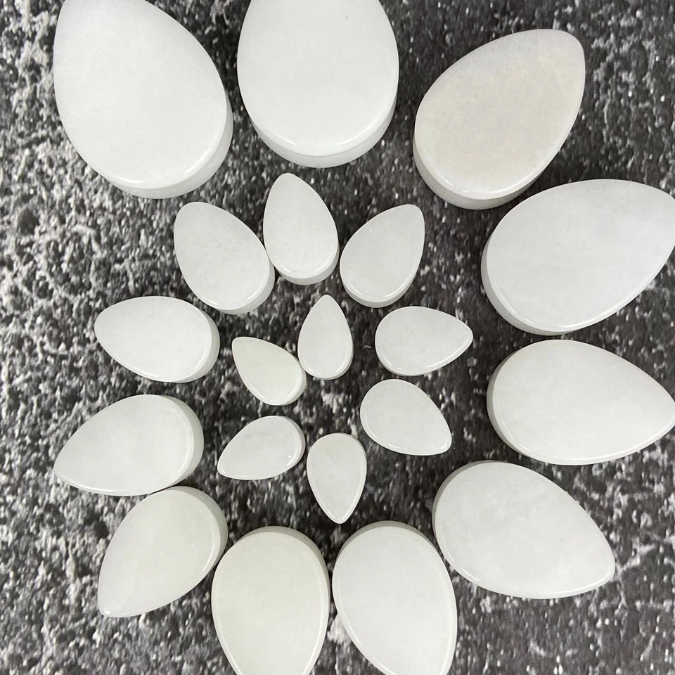 Par de tapones para lágrimas de piedra de jade blanco juego de orejeras ELIGE EL TAMAÑO Foto 3 de 4