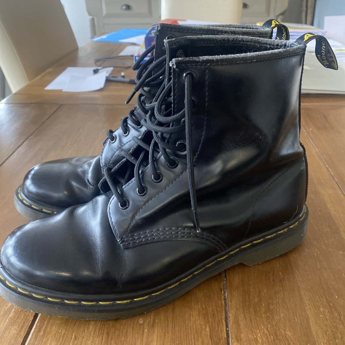 Dr Martens Airwair 8 Hole Boots Size 10 UK Black Leather | eBay UK
