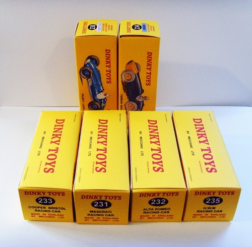 DINKY TOYS Nº 231 a 235. Juego de coches de carreras - SOLO seis cajas de repro / exhibición. - Imagen 3 de 6