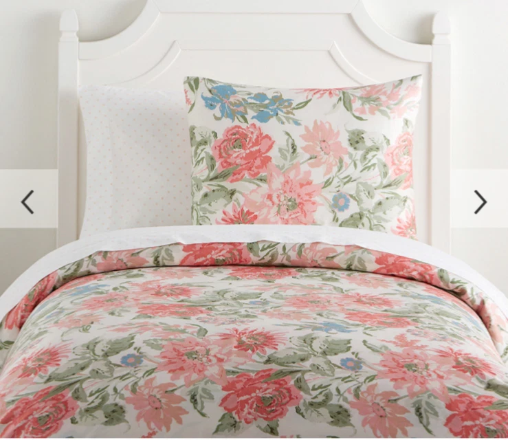 Funda nórdica Pottery Barn Kids Tencel Garden rosa floral flor doble #8302E Foto 2 de 4