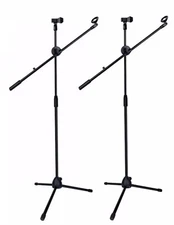 2 Pack Telescoping Foldable Microphone Tripod Boom Arm Stand Mic Clips Included!