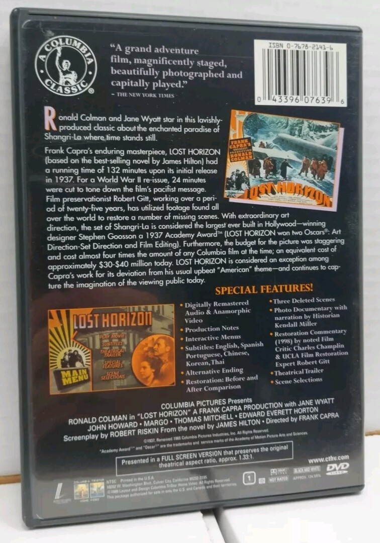 Lost Horizon (DVD, 1999) Columbia Classics Ronald Colman thumbnail 2