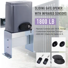 1800lb Automatic Sliding Gate Opener w/ Infrared Sensors Remote Controls 40ft