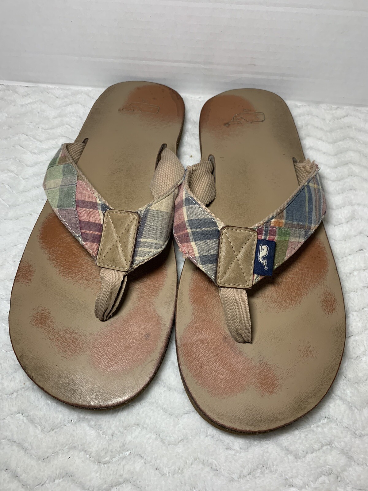 Vineyard Vines Men's Plaid Canvas Flip Flops Multicolor men sz 10 | eBay