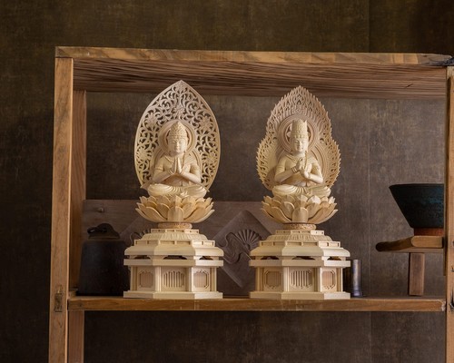 Wooden carved Buddha statue Seishi Bodhisattva Seated statue 22.5cm Wooden - Picture 9 of 9