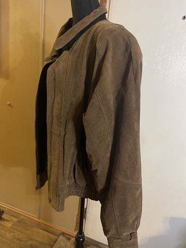 Gitano Men’s Suede Leather Jacket Full Zip Vintage Size XL Brown - Picture 2 of 10