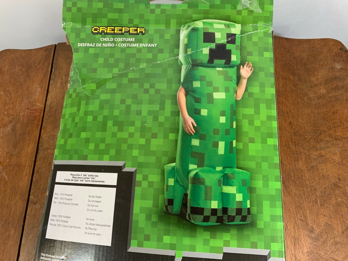 Minecraft Creeper Inflatable Blow Up Kids Halloween Costume Green 