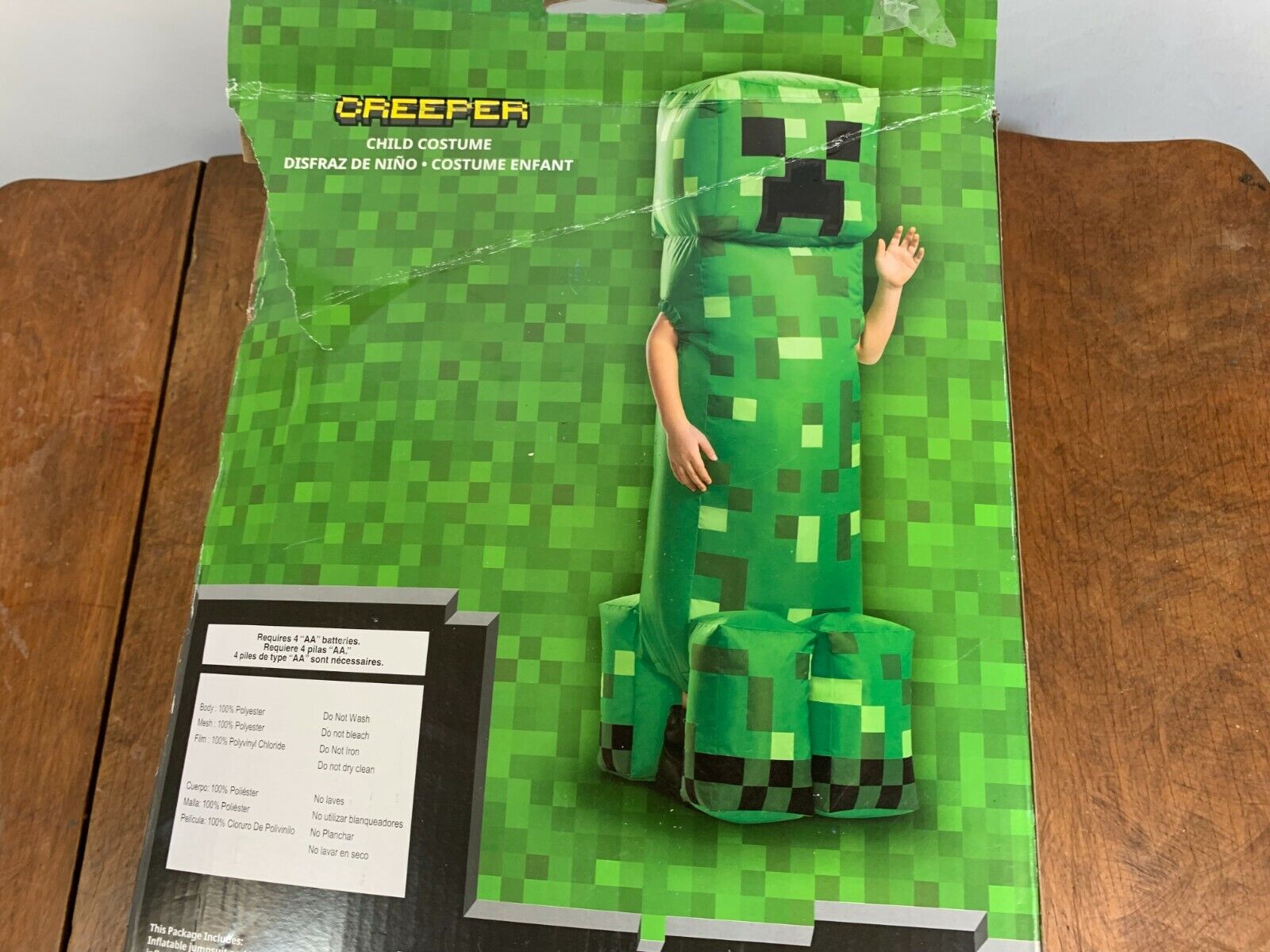  Creeper Classic Minecraft Costume, Green, Small (4-6