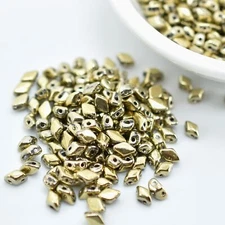 50 Beads - GemDuo Mini 4x6mm Two Hole - Crystal Full Amber - Czech Glass