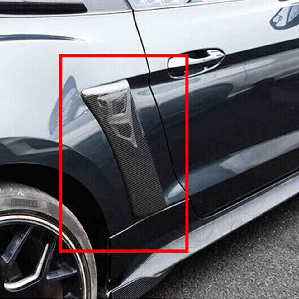Carbon Look Rear Fender Panel Side Body Flare Scoops For Ford Mustang 2015-23 V3 Foto 2 de 4