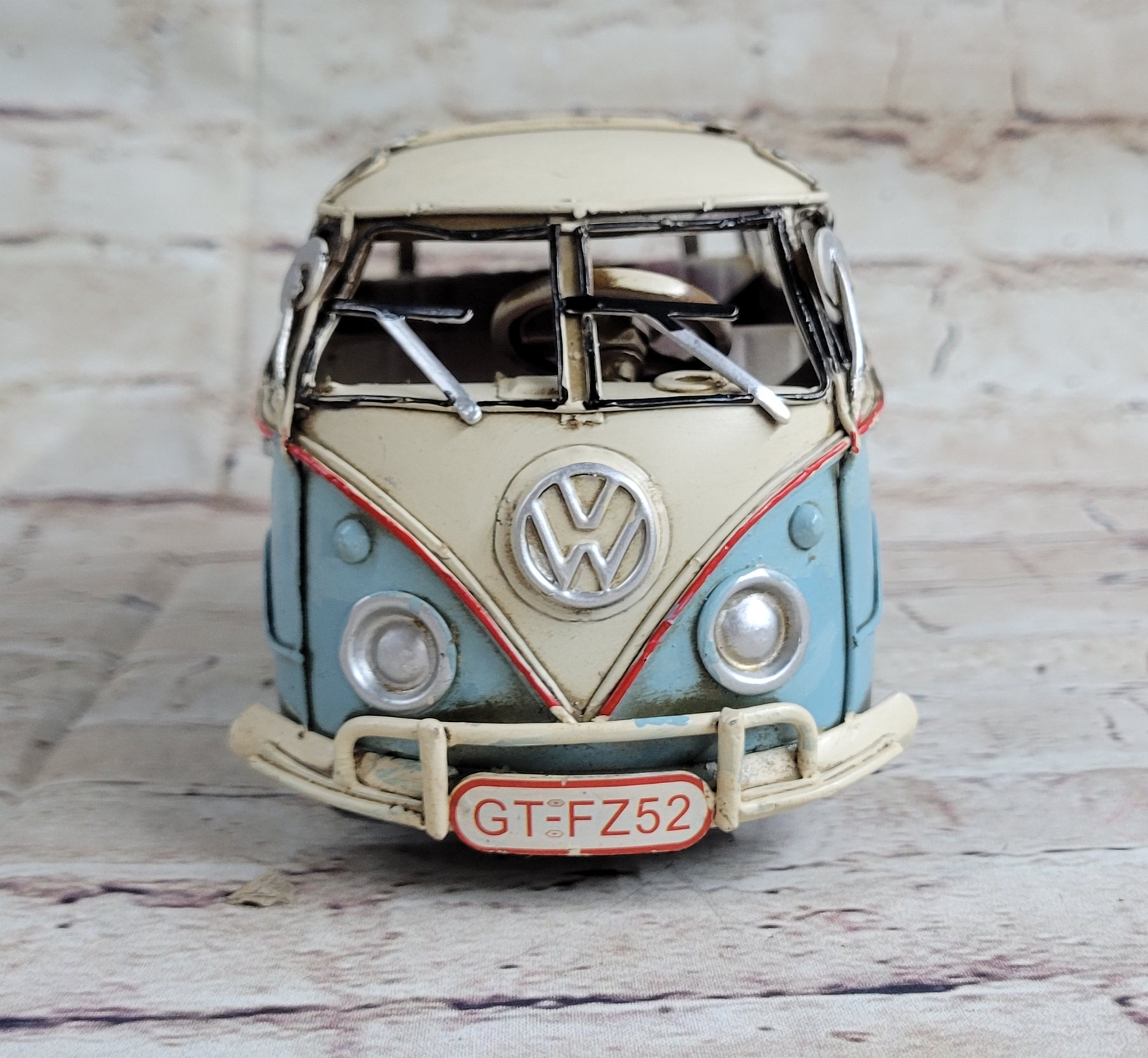 1957 tin plate model Kombi Camper Van in Blue and white Passenger Van Decorative