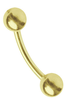 Piercing Schmuck Bauch Intim Banane vergoldet 1,6mm mit zwei Verschluss Kugeln