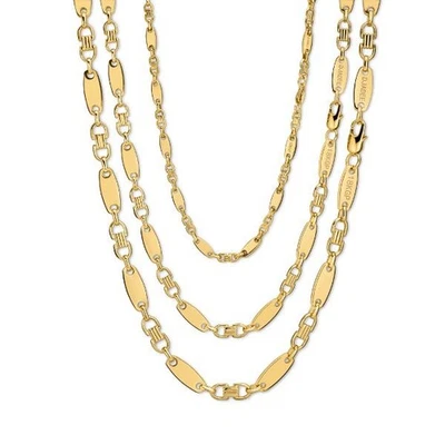 Herren Kette Gold 750 vergoldet Edelstahl 18K Plattenkette Wasserfest K6350DL - Bild 1 von 4