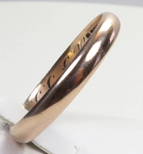 Antique 1920's MFG H Men's Wedding Band 8K Rose Gold Ring Size 13.5 3.59MM Width — 第 4/4 张图片